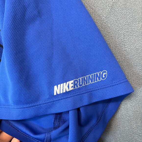 Nike Dri-FIT Men’s Running Shirt Blue Striped 2XL Athletic Training Tee Swoosh - Picture 7 of 13
